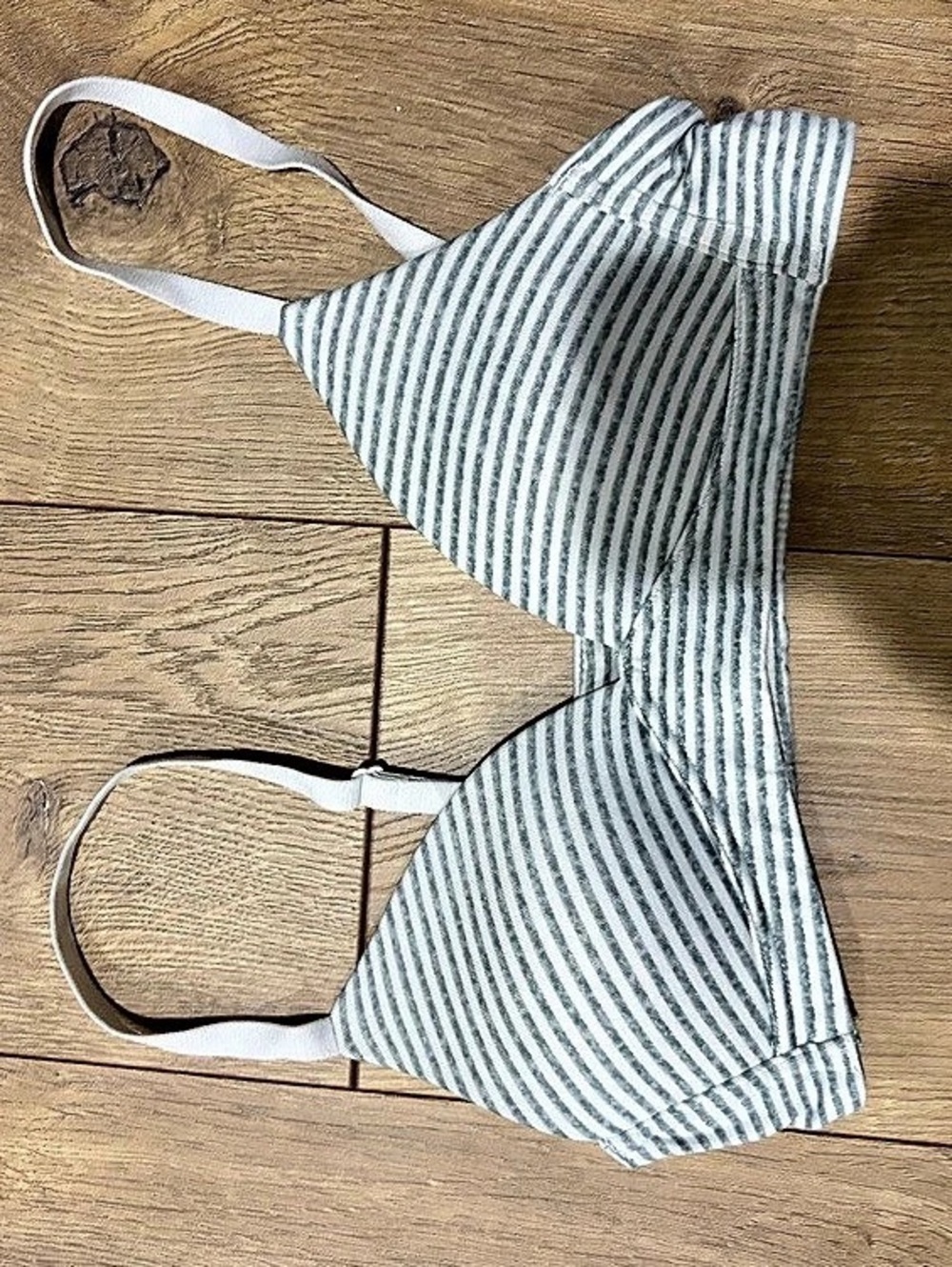 DKNY Striped Bra Gray & White 30A